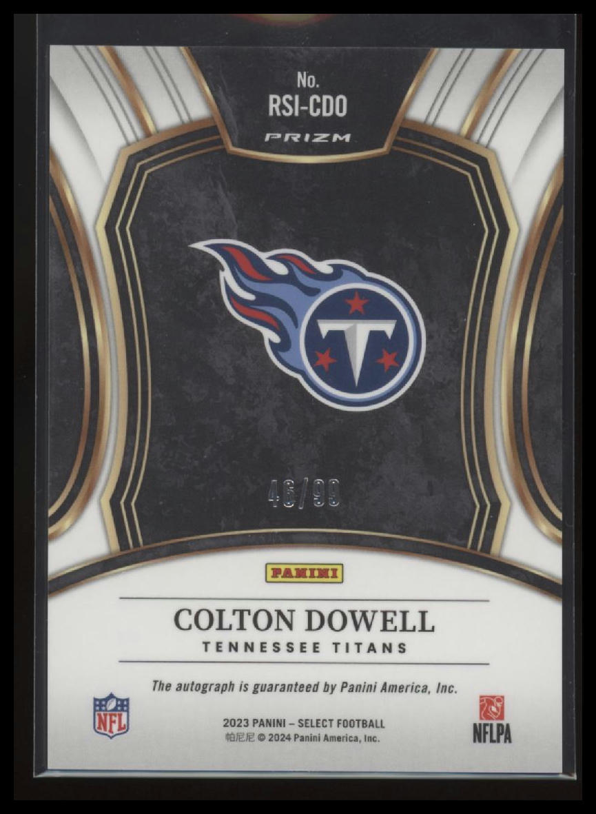 2023 Panini Select #RSI-CDO Colton Dowell Rookie Signatures Blue Prizm #/99