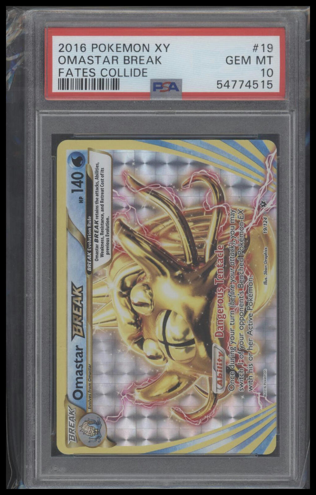 2016 Pokemon Xy Fates Collide #19 Omastar Break Fates Collide PSA 10