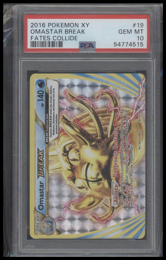 2016 Pokemon Xy Fates Collide #19 Omastar Break Fates Collide PSA 10