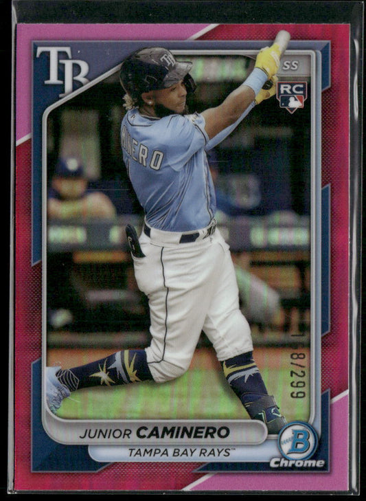 2024 Bowman Chrome #56 Junior Caminero Fuchsia Refractors #/299
