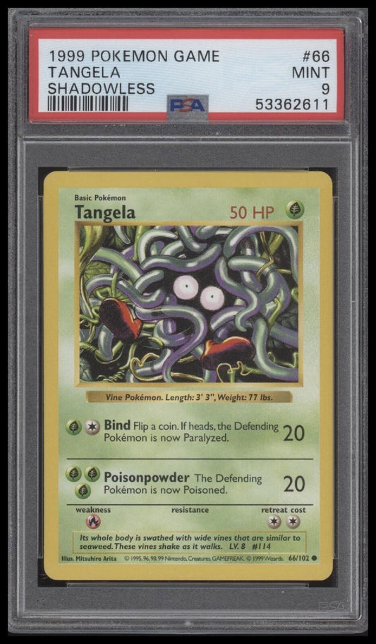 1999 Pokemon Game #66 Tangela Shadowless PSA 9