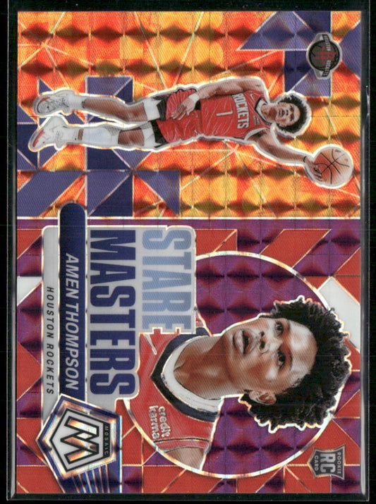 2023-24 Panini Mosaic #19 Amen Thompson Stare Masters Mosaic Purple #/99