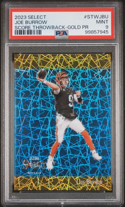 2023 Panini Select Throwback #STWJBU Joe Burrow Score Throwback-Gold /10 - PSA 9