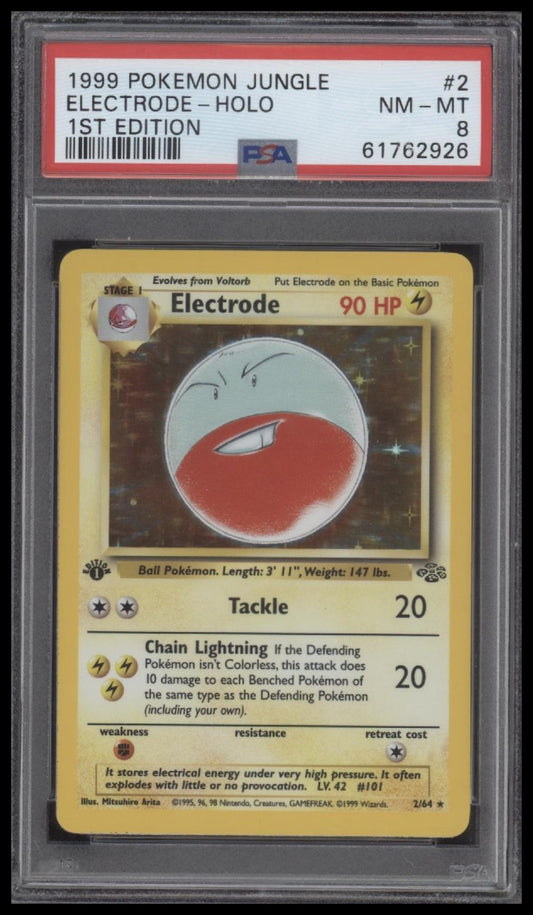 Electrode-Holo 1999 Pokemon Jungle #2 1st Edition PSA 8