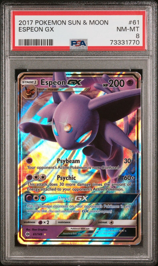 2017 Pokemon Sun & Moon #61 Espeon Gx PSA 8