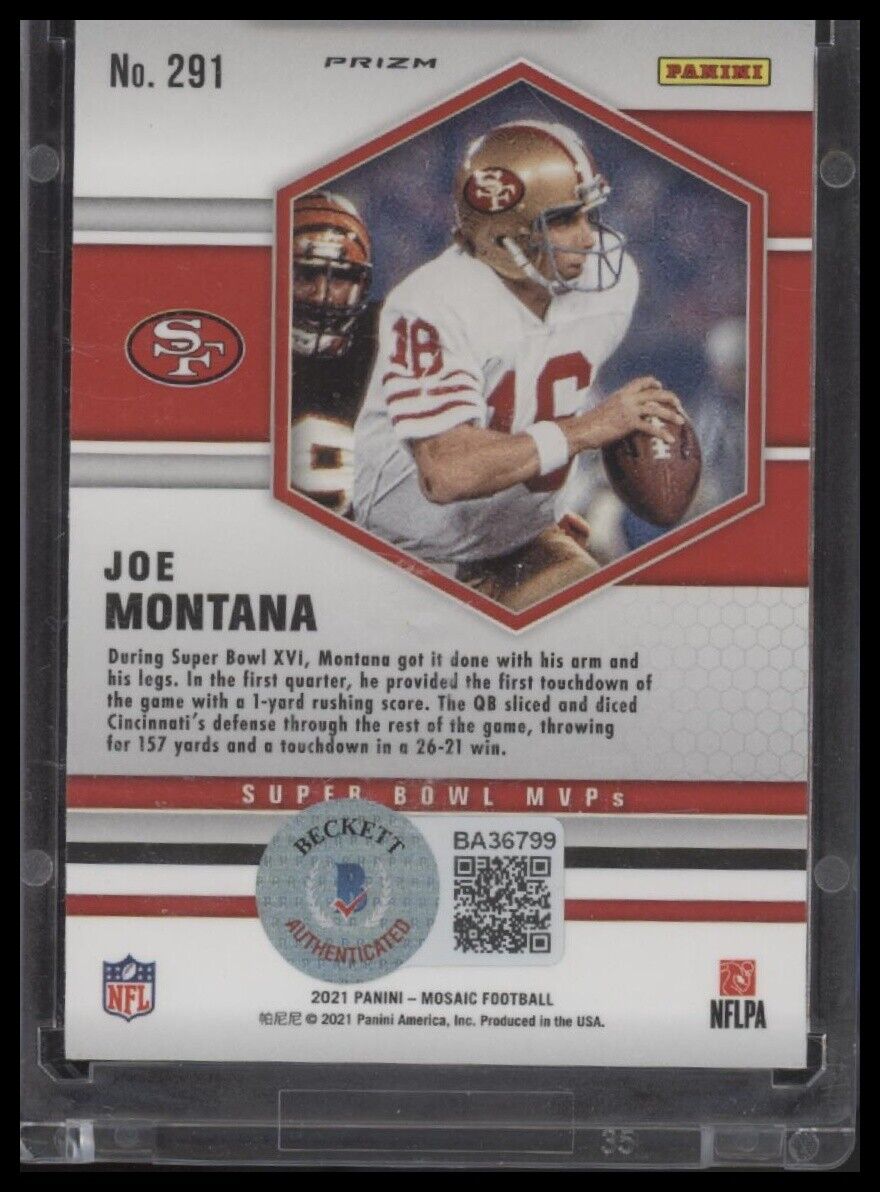 2021 Panini Mosaic #291 Joe Montana Prizm Reactive Orange - Certified Auto