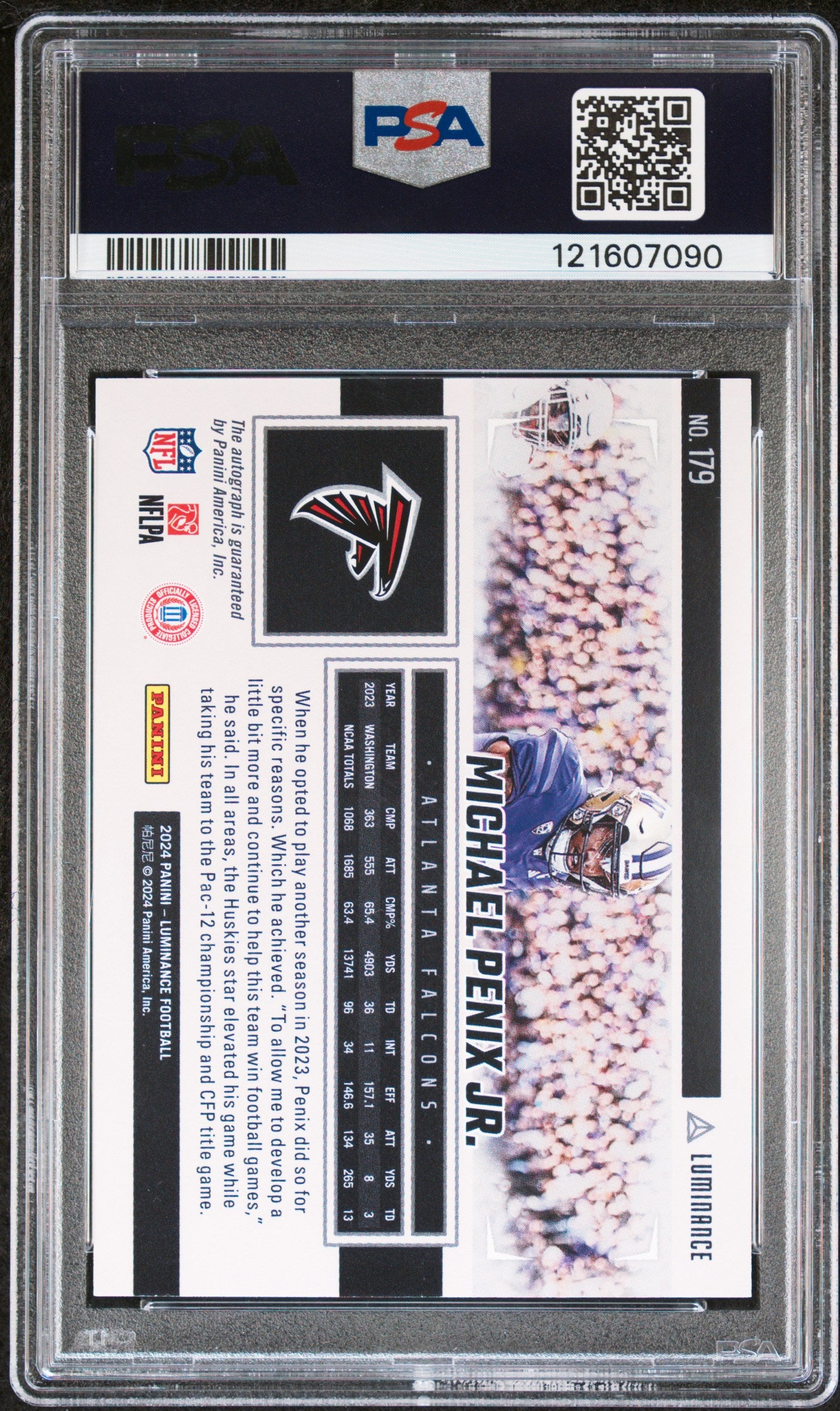 2024 Panini Luminance Autograph-Gold Michael Penix Jr. 10 PSA #179
