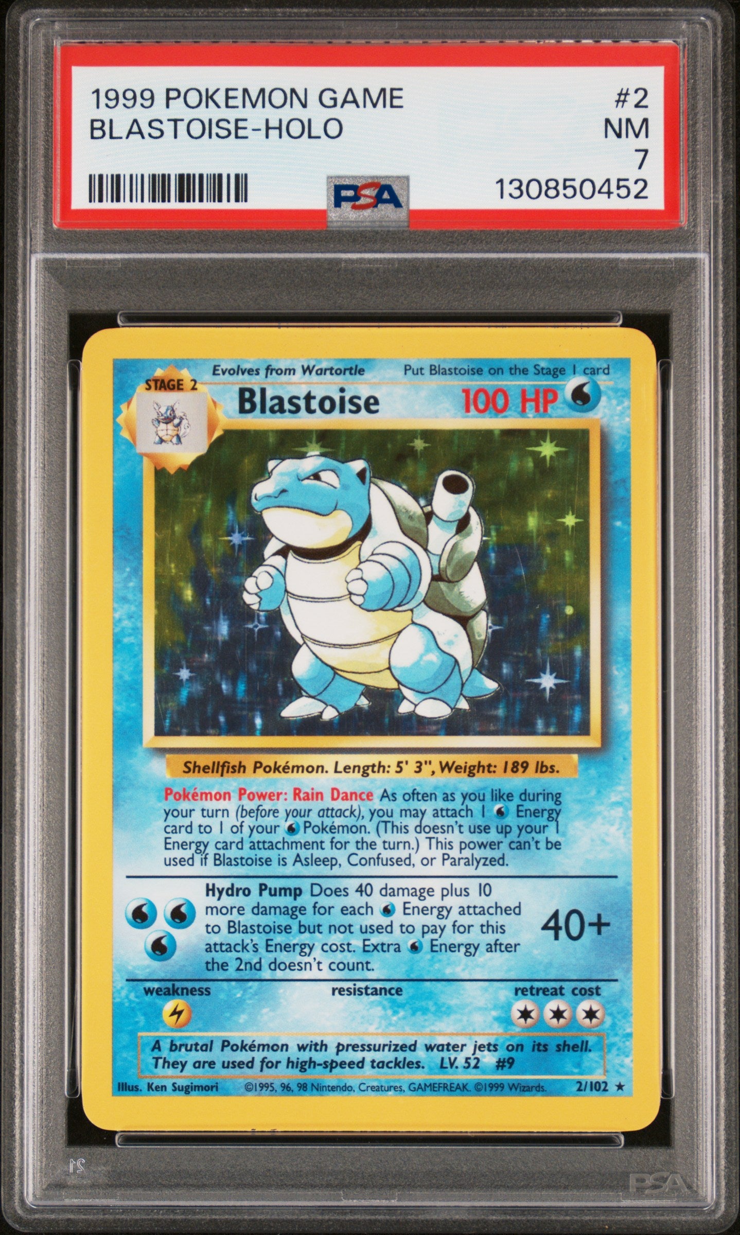 1999 Pokemon Game Blastoise-Holo 7 PSA #2
