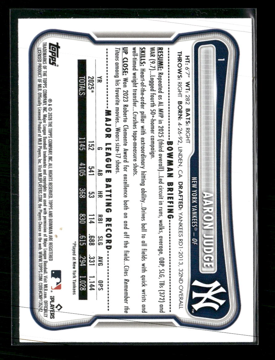 2026 Bowman Sky Blue Aaron Judge #/499 #1