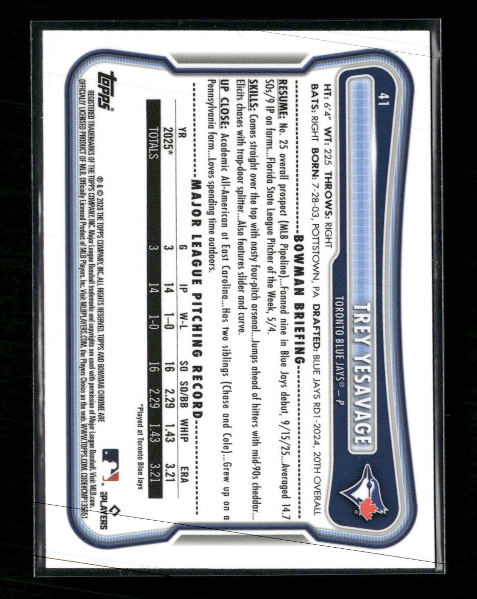 2026 Bowman Mojo Trey Yesavage Rookie #41