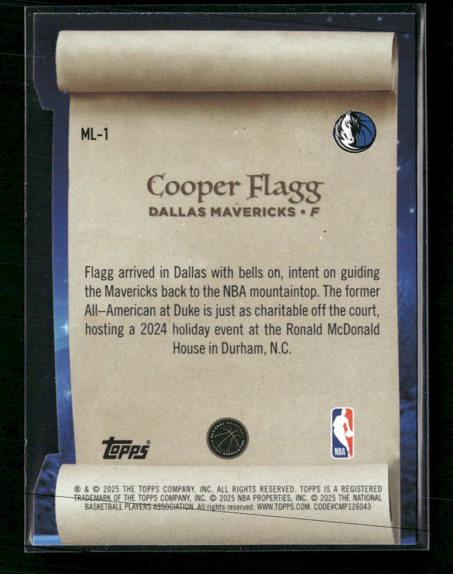 2025-26 Topps Holiday Making The Nice List Cooper Flagg #ML-1