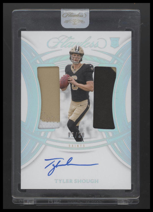 2025 Panini Flawless Rookie Dual Patch Auto Silver Tyler Shough #/20 #RDPA-TSH