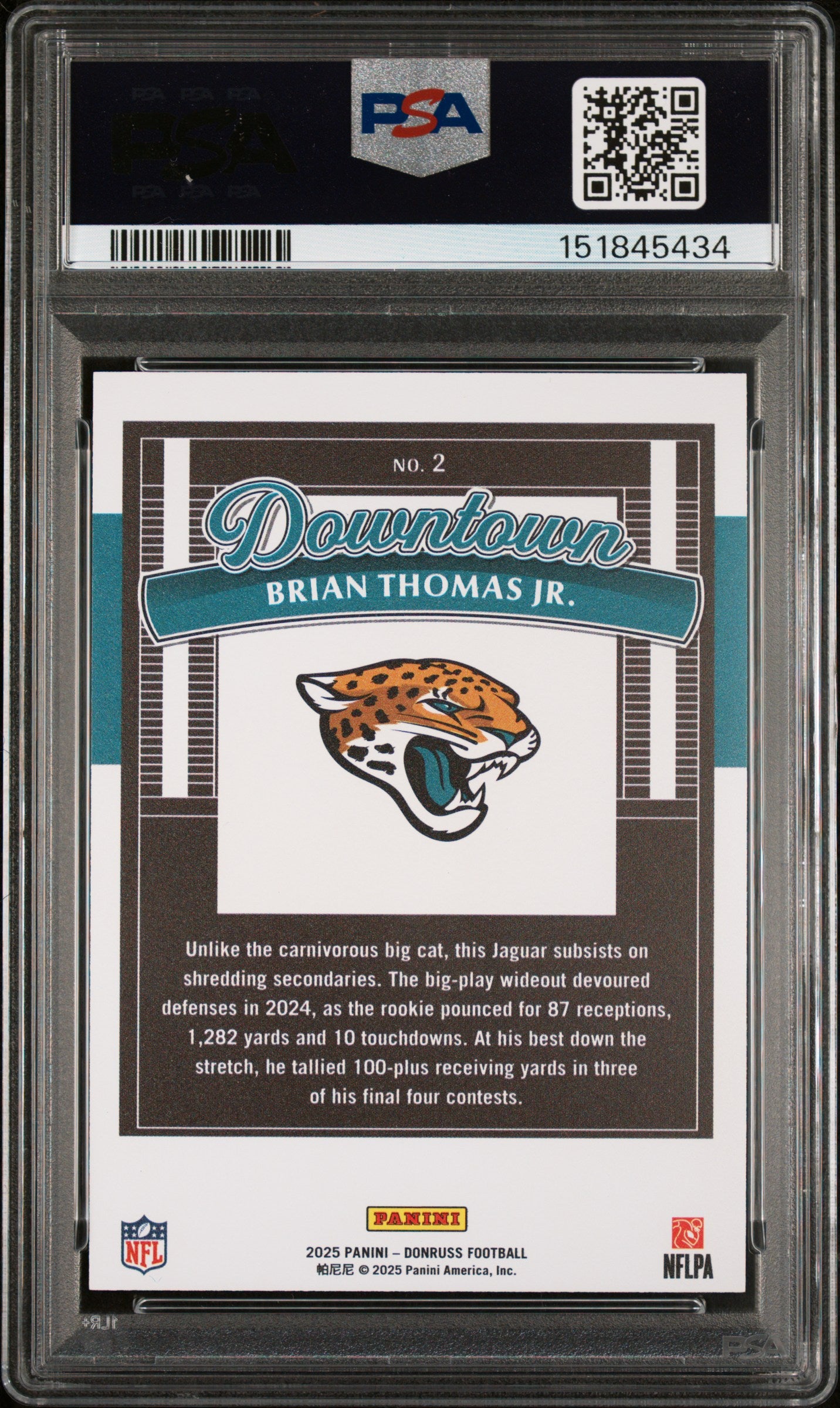 2025 Panini Donruss Downtown Brian Thomas Jr. 9 PSA #2