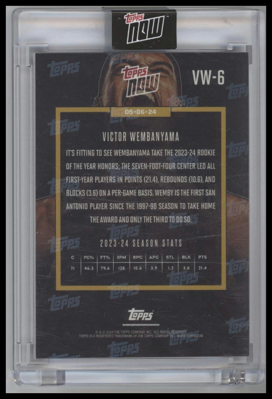 2023-24 Topps Now Victor Wembanyama #VW-6