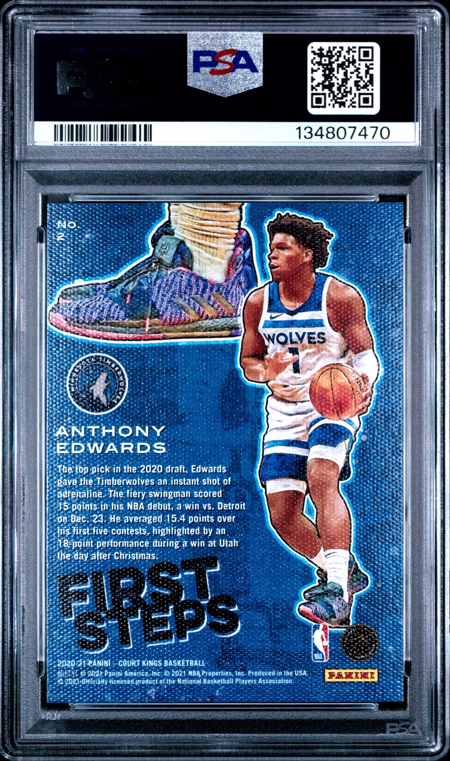 2020 Panini Court Kings First Steps First Steps Anthony Edwards 10 PSA #2