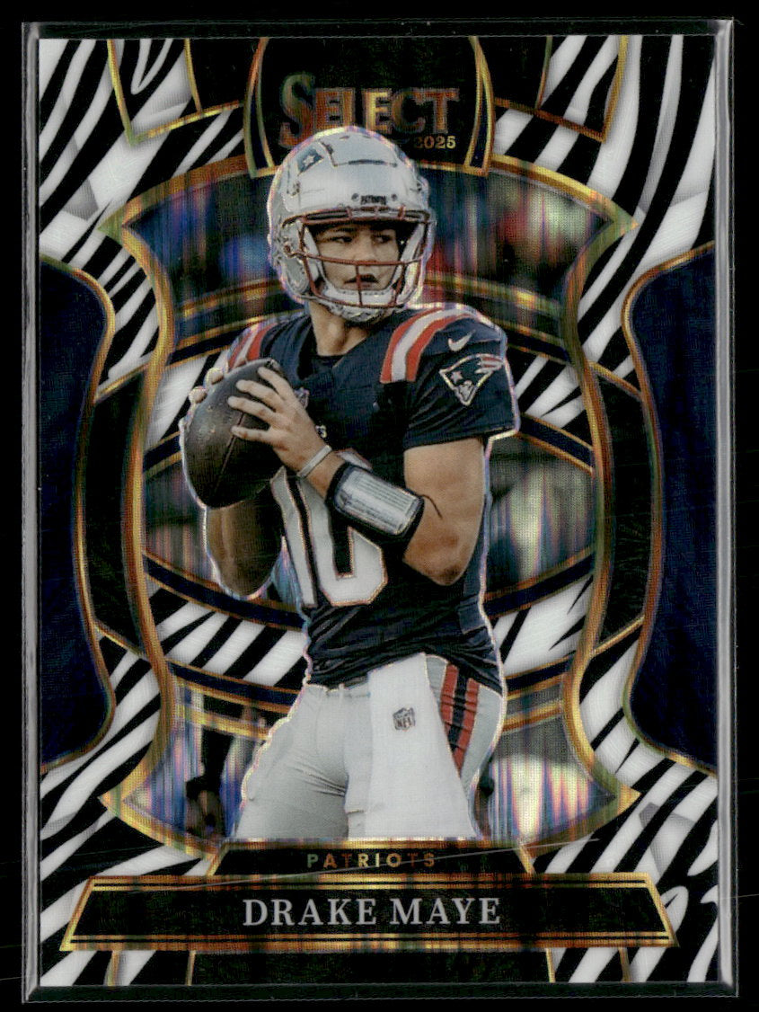 2025 Panini Select Zebra Prizm Shock Drake Maye #80