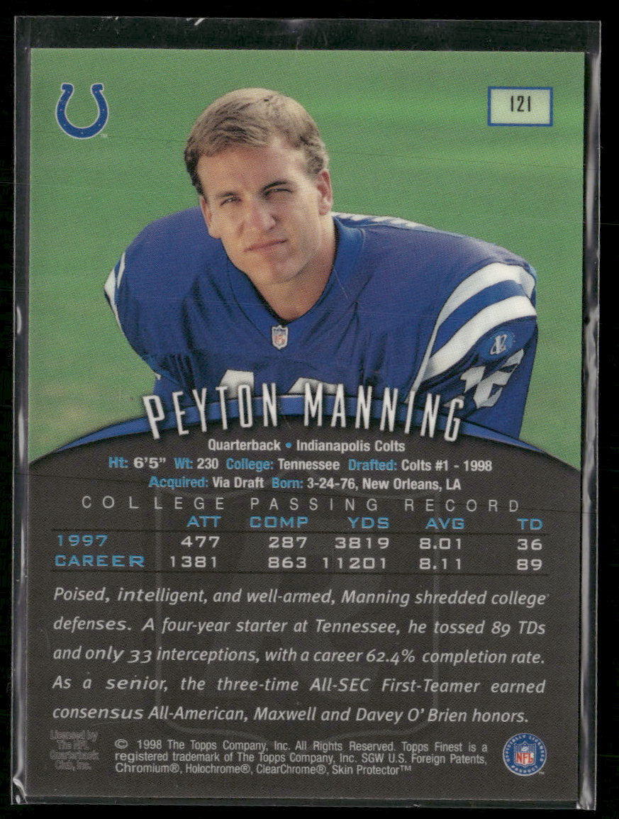 1998 Finest Refractors Peyton Manning Rookie #121