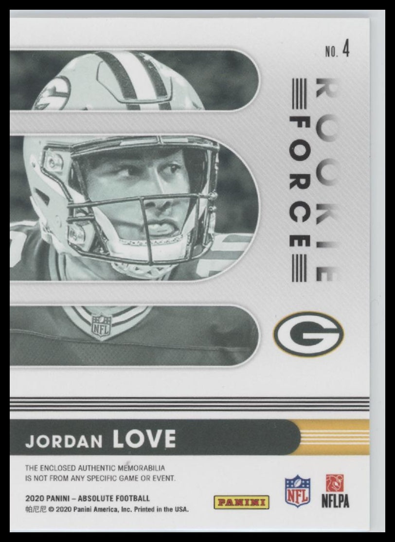 2020 Panini Absolute Rookie Force Jordan Love #4