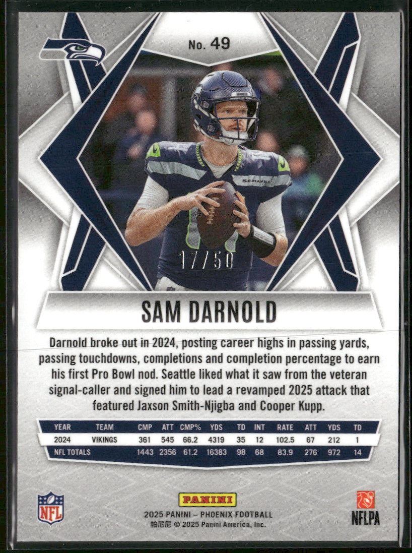 2025 Panini Phoenix Bronze Winter Prizm Sam Darnold #/50 #49