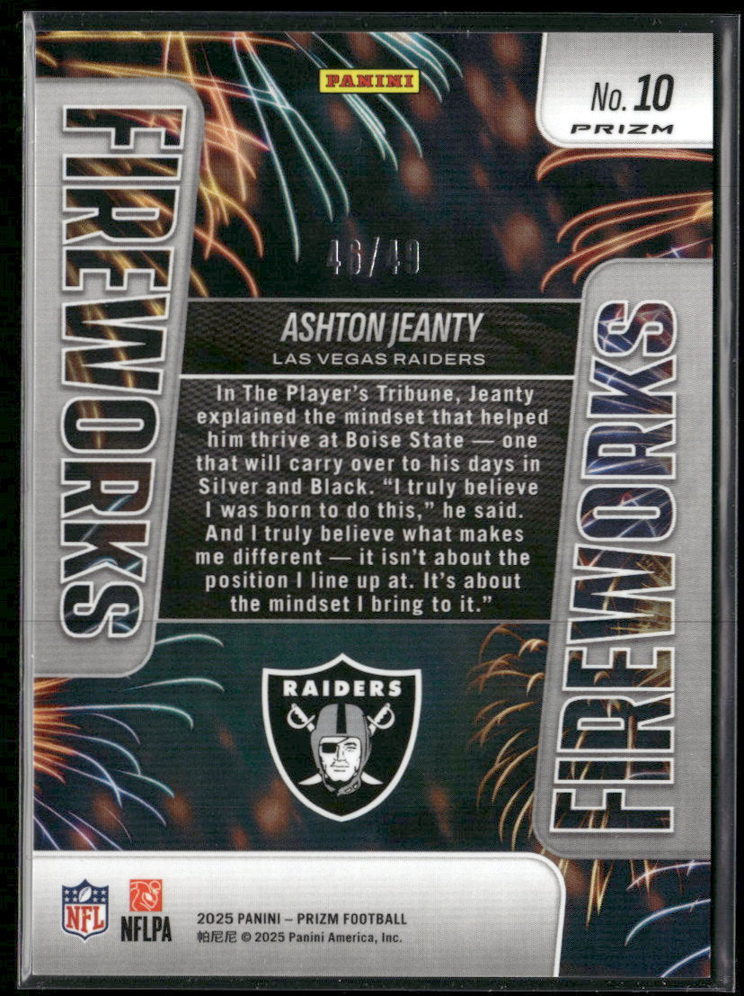 2025 Panini Prizm Fireworks Purple Power Ashton Jeanty #/49 #10