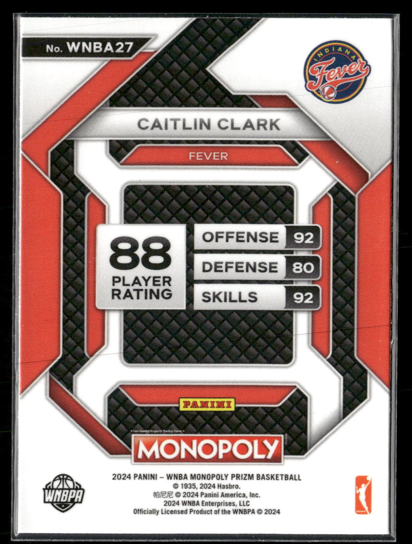 2024 Panini Prizm Monopoly WNBA All-Star Silver Caitlin Clark #WNBA27