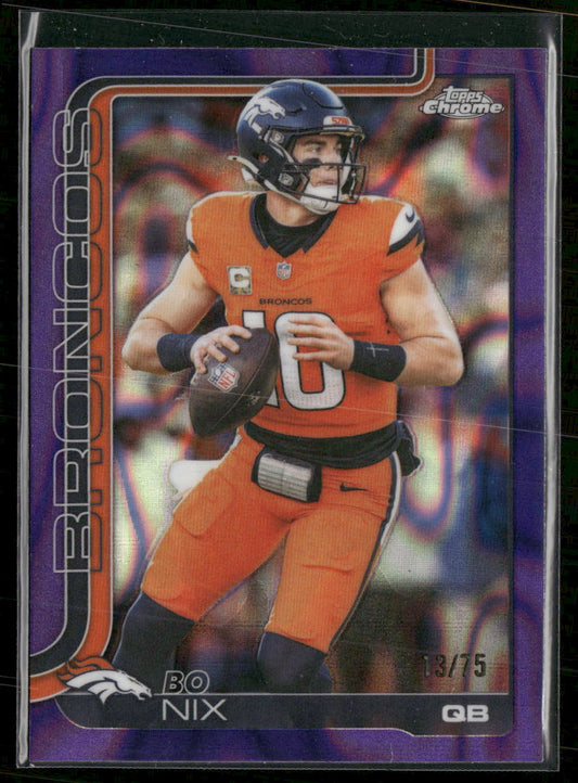 2025 Topps Chrome Purple Lava Bo Nix #/75 #88