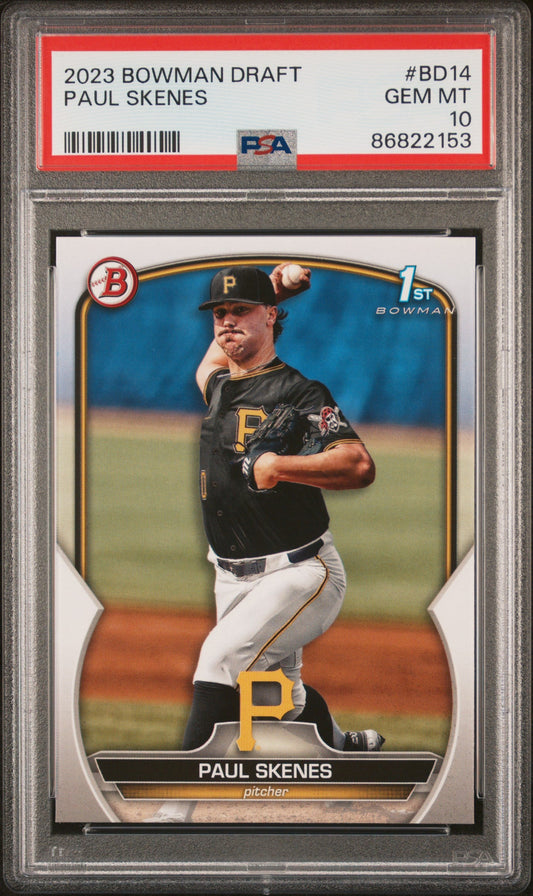 Graded 2023 Topps Bowman Draft Paul Skenes #BD14 Rookie RC Baseball Card PSA 10 Gem Mint