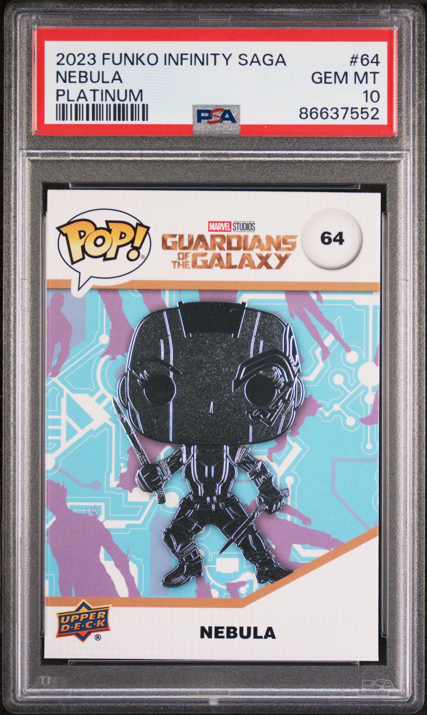 2023 UPPER DECK FUNKO POP MARVEL  NEBULA PLATINUM #64  PSA 10