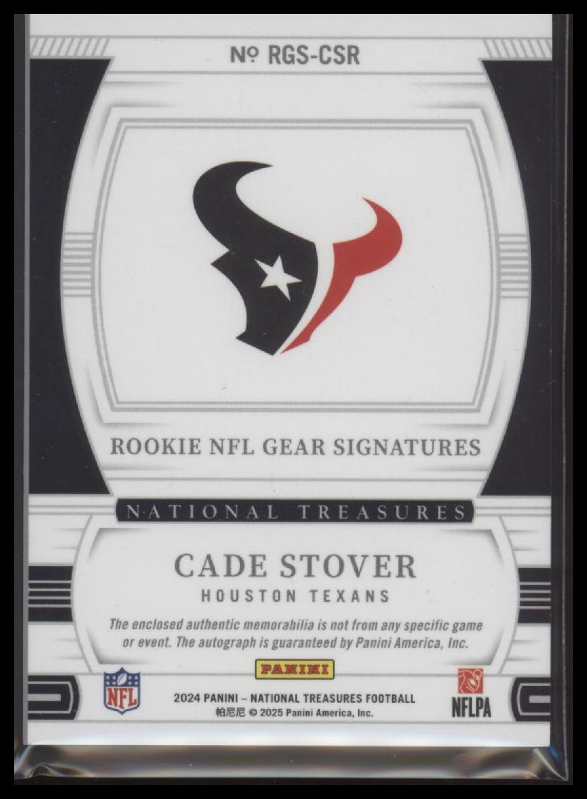 2024 Panini National Treasures Rookie NFL Gear Auto Combo Laundry Cade Stover /1