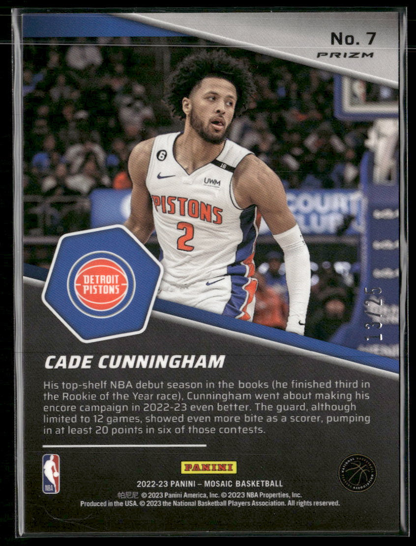 2022-23 Panini Mosaic Breakaway Mosaic White Cade Cunningham #/25 #7