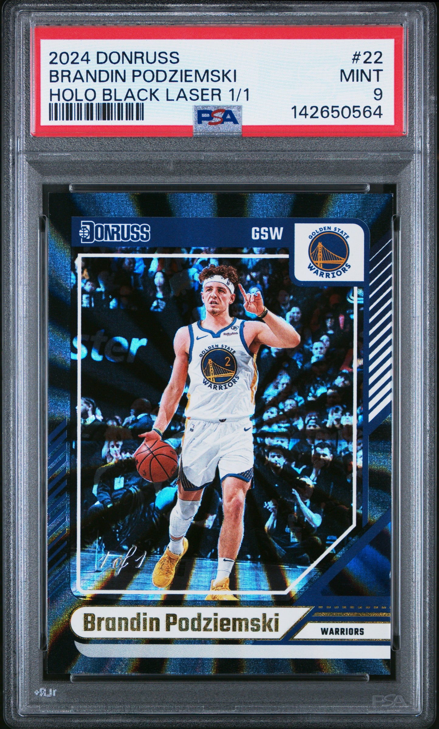 2024 Panini Donruss Holo Black Laser 1/1 Brandin Podziemski 9 PSA #22