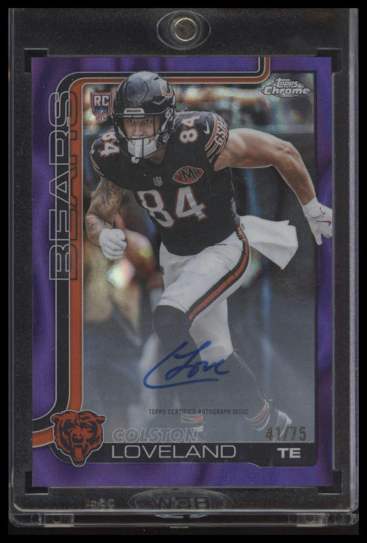 2025 Topps Chrome Rookie Autographs Purple Lava Colston Loveland /75 #RA-CL