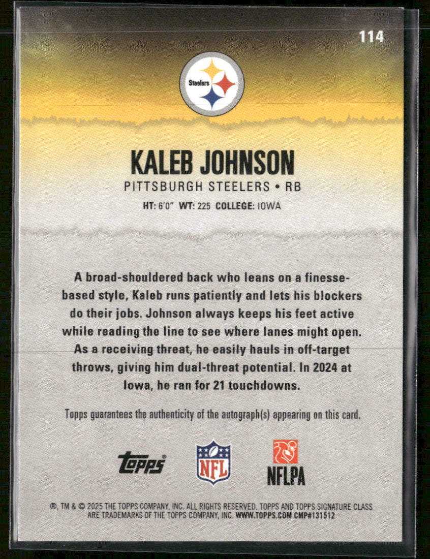 2025 Topps Signature Class Autographs Kaleb Johnson Rookie Auto #114