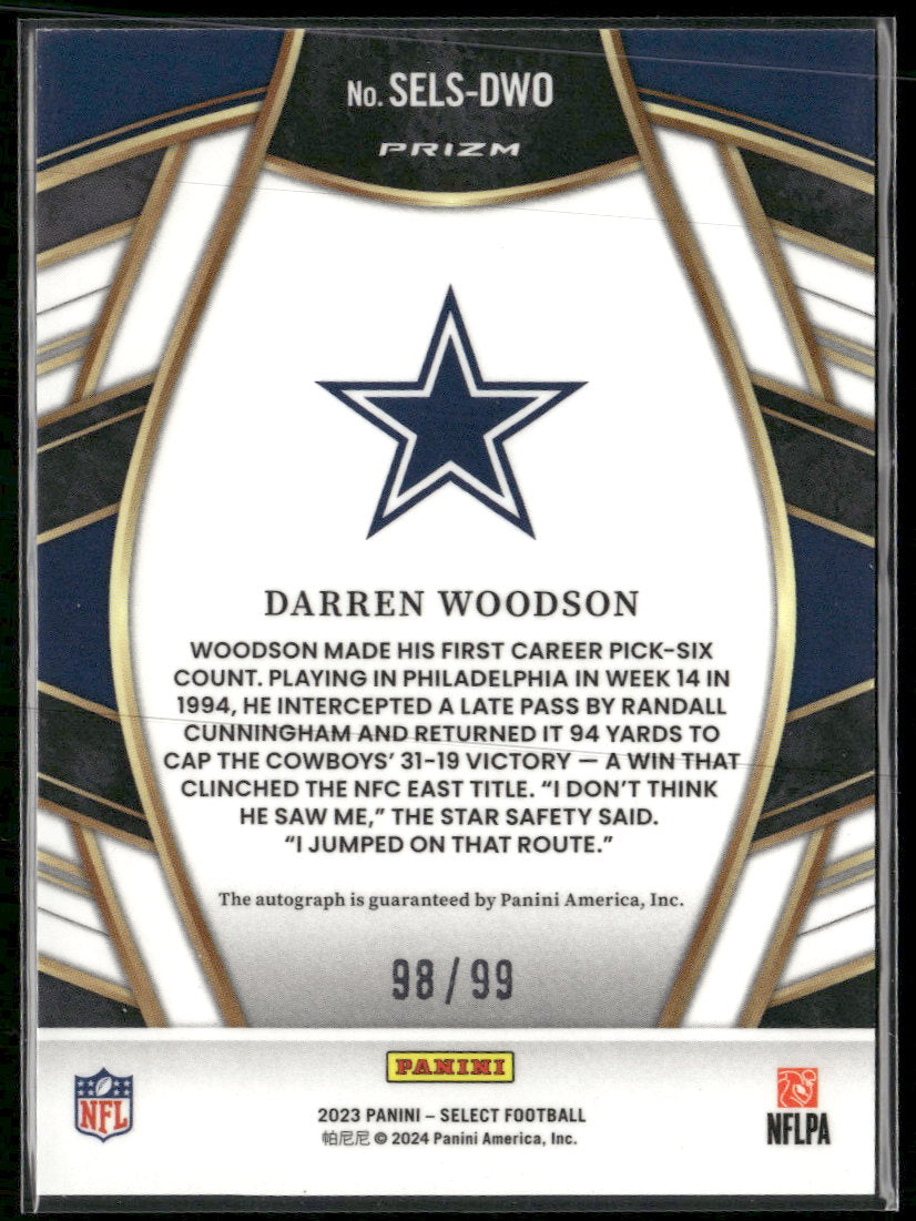 2023 Panini Select Signatures Blue Prizm Auto Darren Woodson #/99 #SELS-DWO