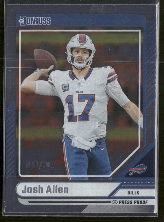 2024 Donruss Press Proof Silver Josh Allen #/100 #300