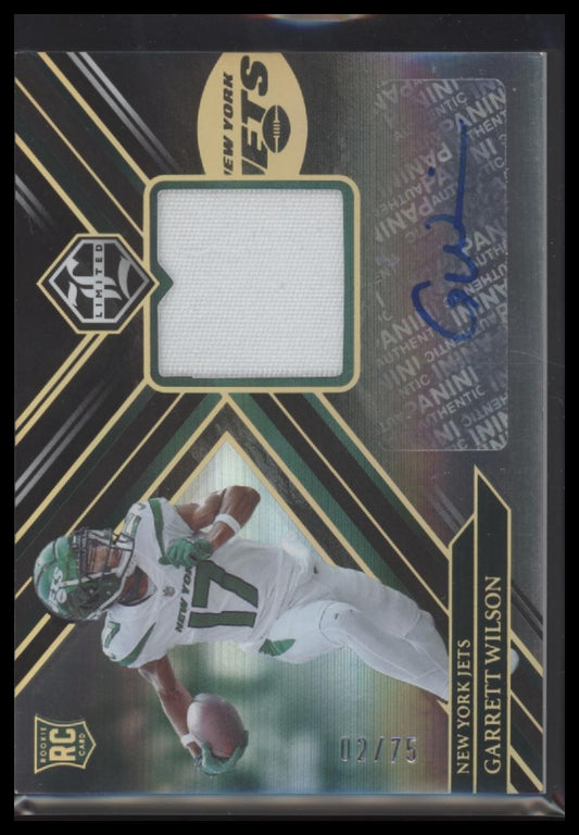 2022 Panini Limited Gold Spotlight Garrett Wilson Rookie #/75 Auto #110