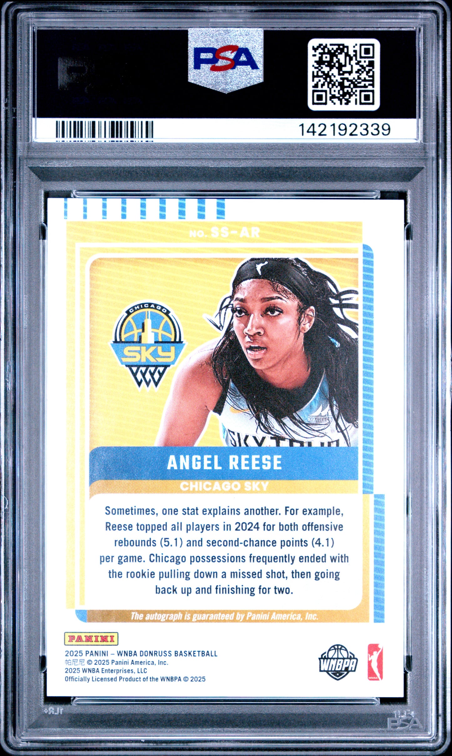 2025 Panini Donruss Wnba Signature Series-Holo Laser Angel Reese 8 PSA #SS-AR