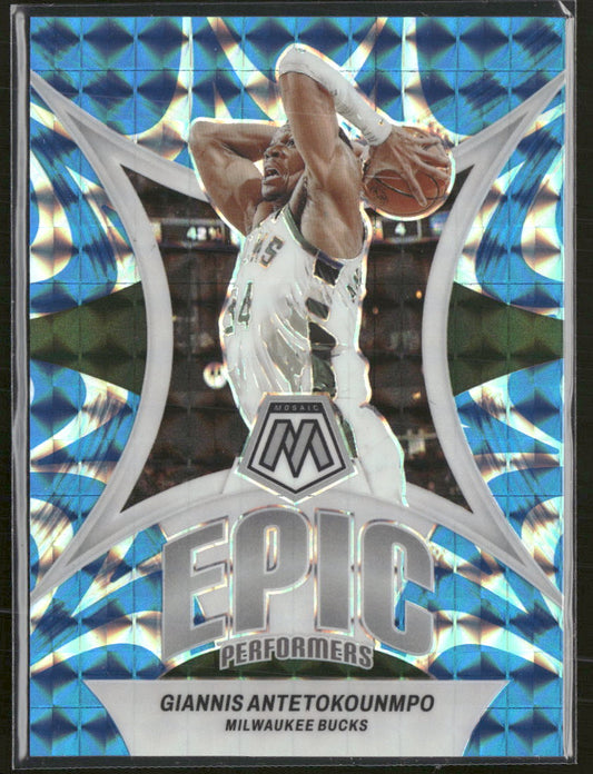 2023-24 Panini Epic Perform Mosaic Reactive Blue Giannis Antetokounmpo #/99 #8
