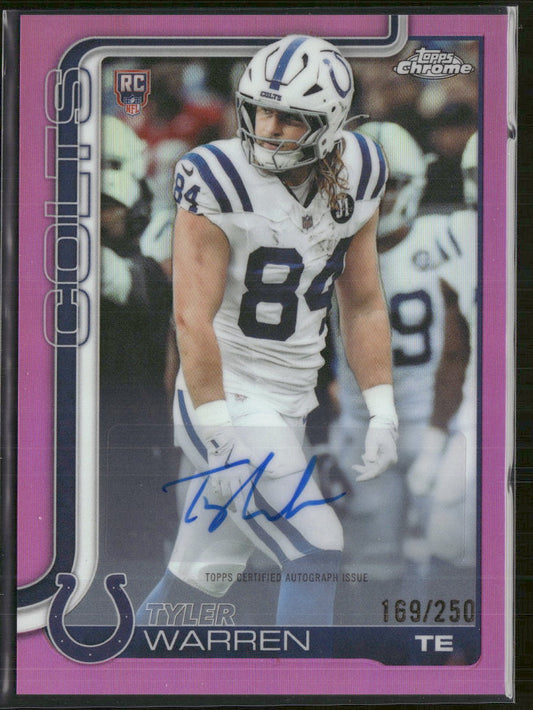 2025 Topps Chrome Rookie AU Pink Refractor Tyler Warren #/250 Auto #RA-TWA