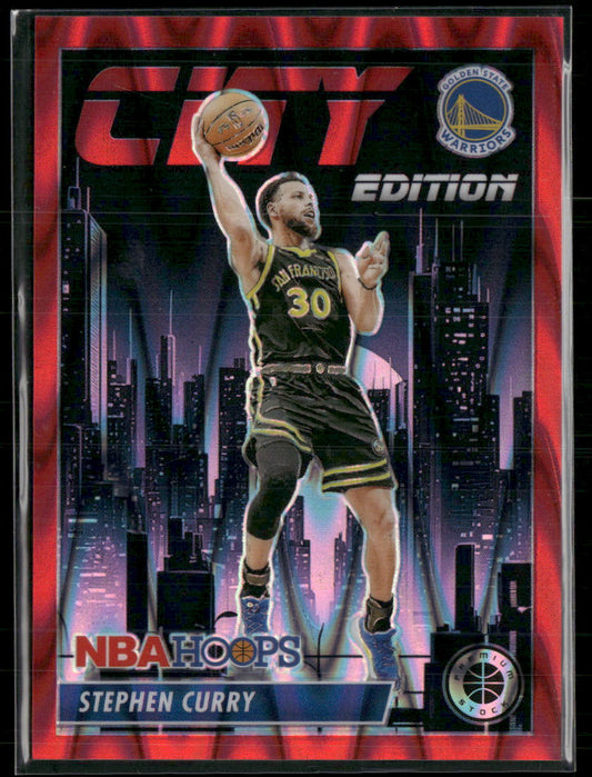 2023-24 Hoops Stock City Edition Red Seismic Prizm Stephen Curry #/199 #30