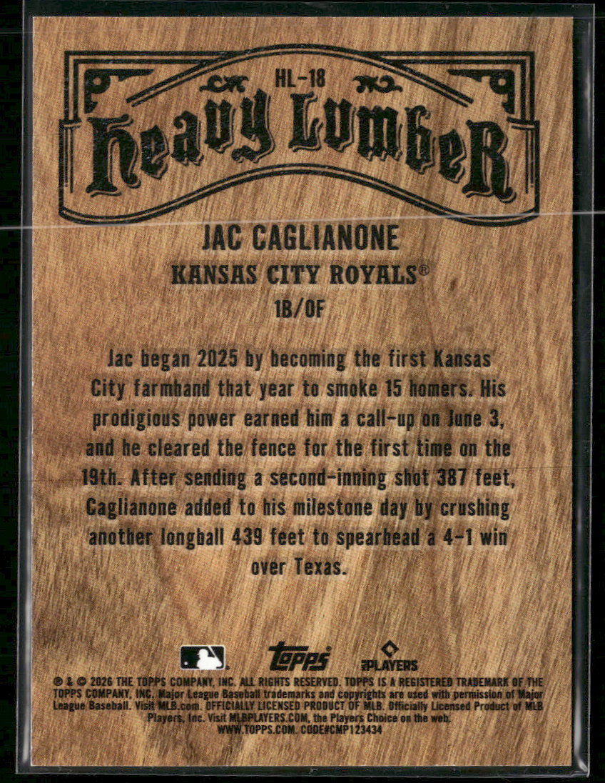 2026 Topps Heavy Lumber Jac Caglianone #HL-18