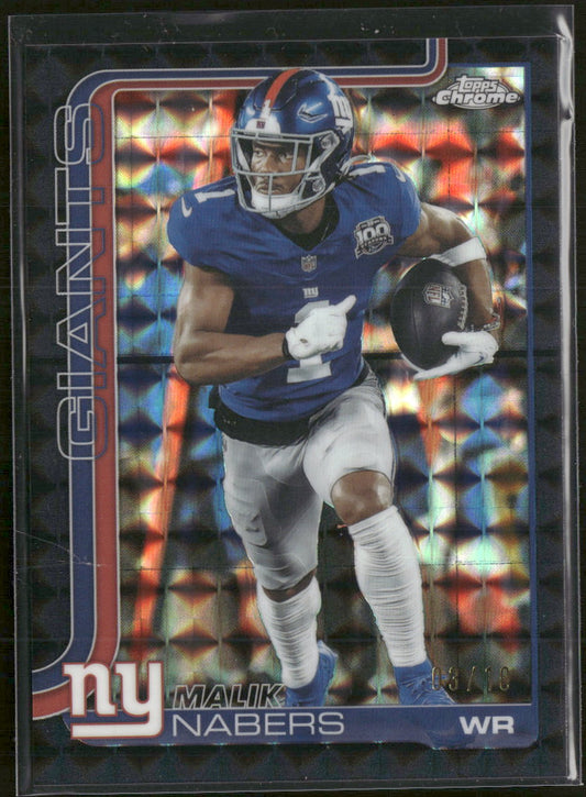 2025 Topps Chrome Black Geometric Refractor Malik Nabers #/10 #225