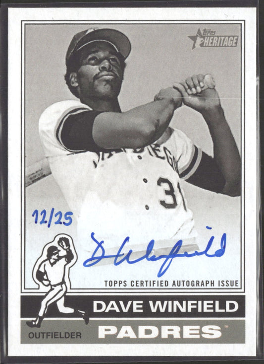 2025 Topps Heritage Black/White Auto /25 Dave Winfield Auto #ROABW-DW
