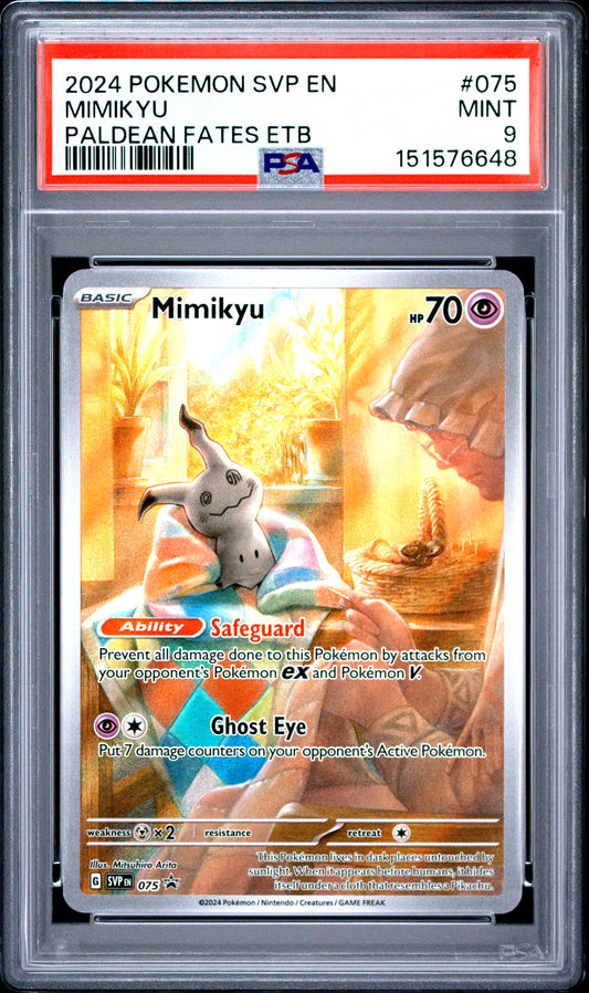 2024 Pokemon Svp En-Sv Black Star Promo Paldean Fates Etb Mimikyu 9 PSA #075