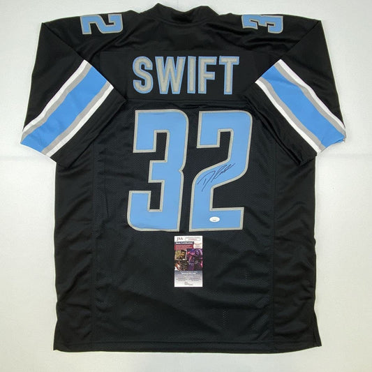 Autographed/Signed D'Andre Swift Detroit Black Football Jersey JSA COA