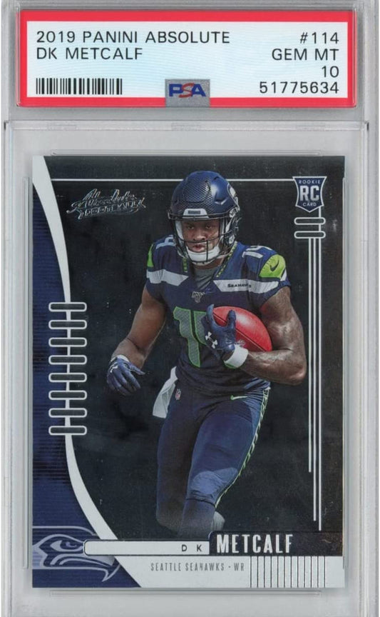 Graded 2019 Panini Absolute DK Metcalf #114 Rookie RC Football Card PSA 10 Gem Mint