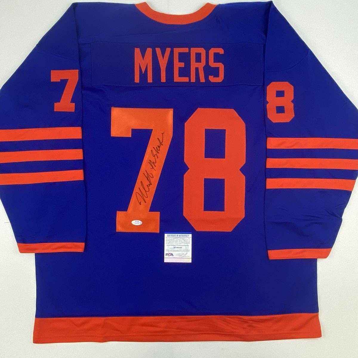 Autographed/Signed Nick Castle Michael Myers Halloween Blue Movie Jersey PSA/DNA COA