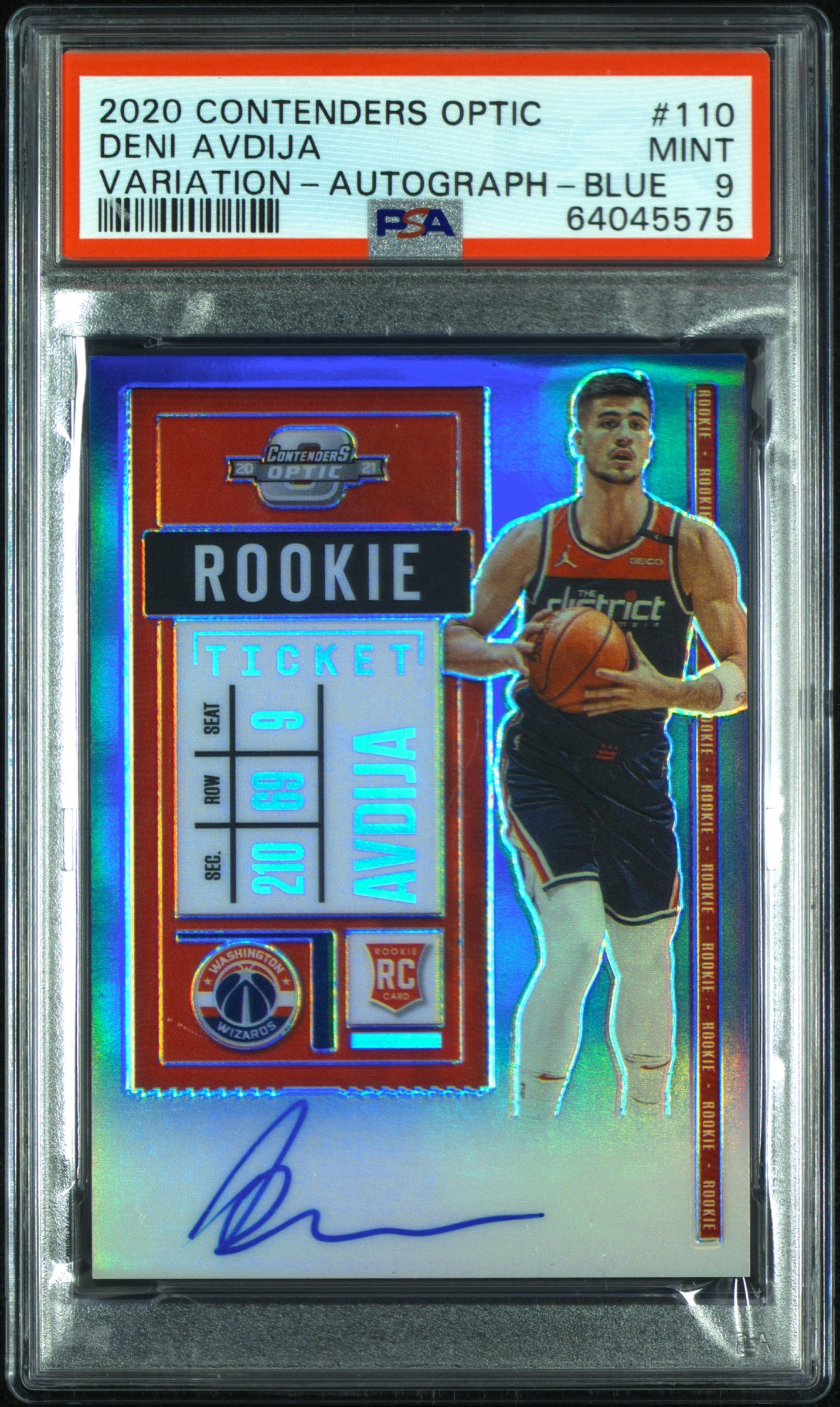 2020 Panini Contenders Optic Variation-Autograph-Blue Deni Avdija 9 PSA #110