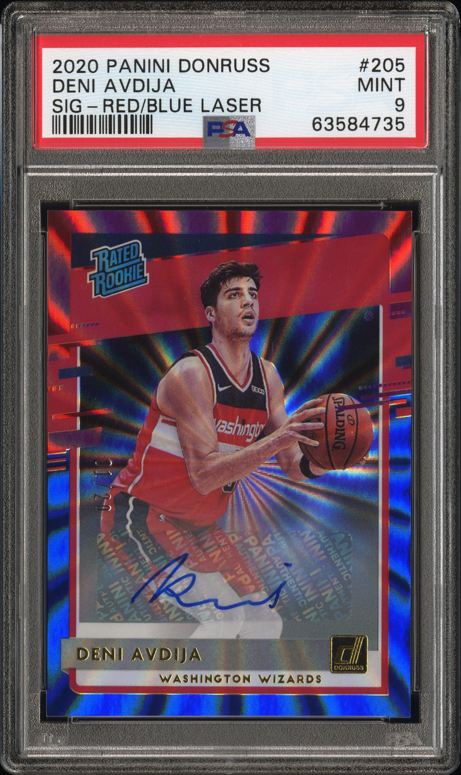2020 Panini Donruss Sig-Red/Blue Laser Deni Avdija 9 PSA #205