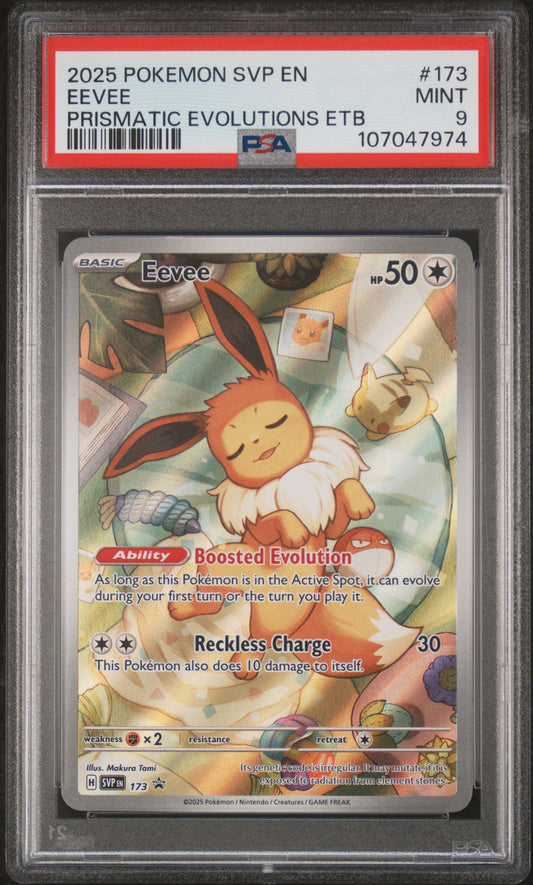2025 Pokemon SVP En Prismatic Evolutions Etb Eevee 9 PSA #173